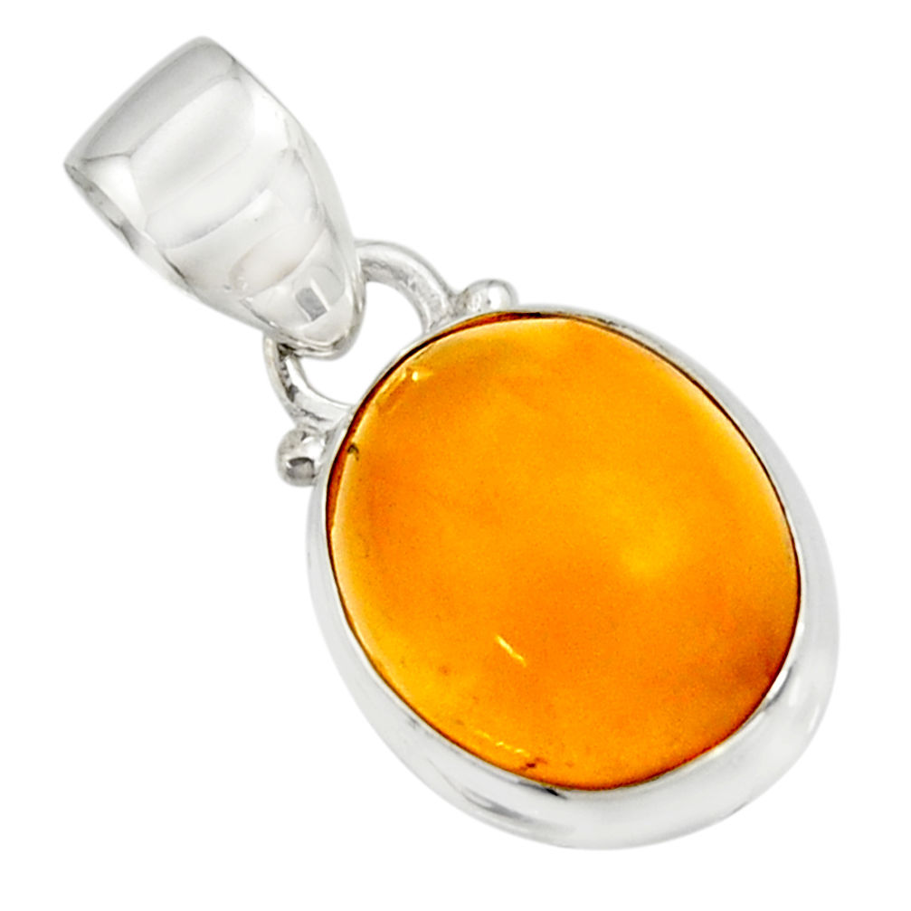 7.11cts natural yellow amber bone 925 sterling silver pendant jewelry r12895