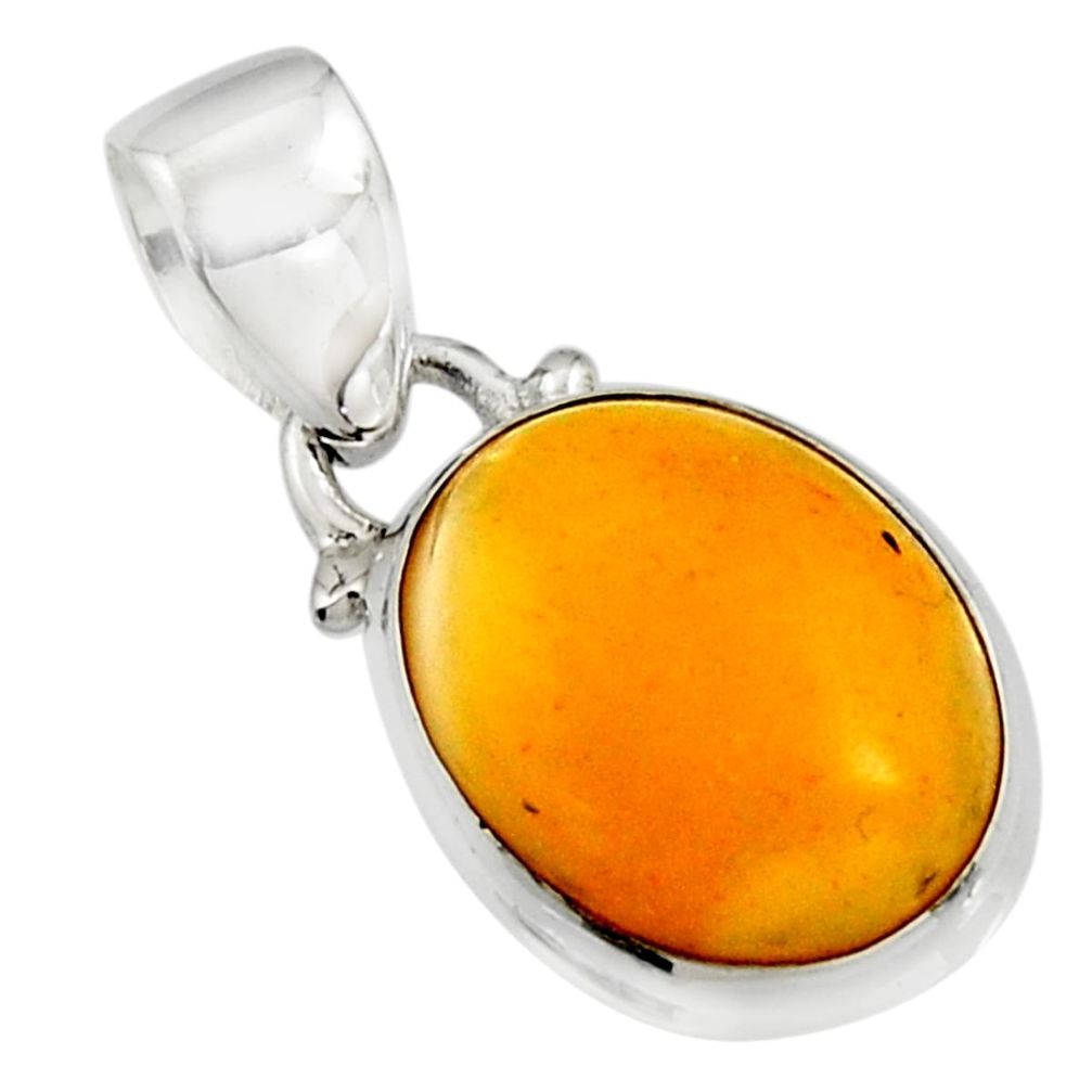 6.19cts natural yellow amber bone 925 sterling silver pendant jewelry r12898