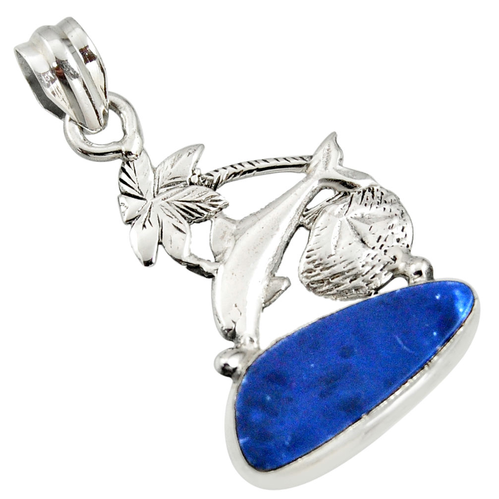 925 silver 6.53cts natural blue doublet opal australian dolphin pendant r13504