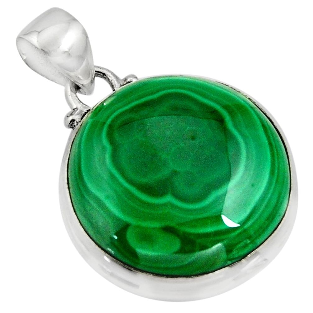 31.53cts natural green malachite (pilot's stone) 925 silver pendant r13541