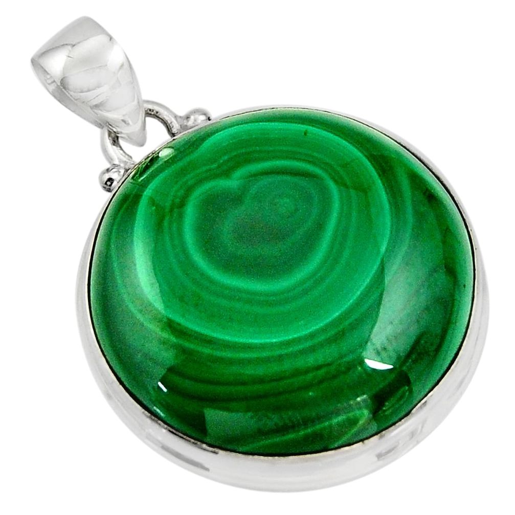 41.69cts natural green malachite (pilot's stone) 925 silver pendant r13545
