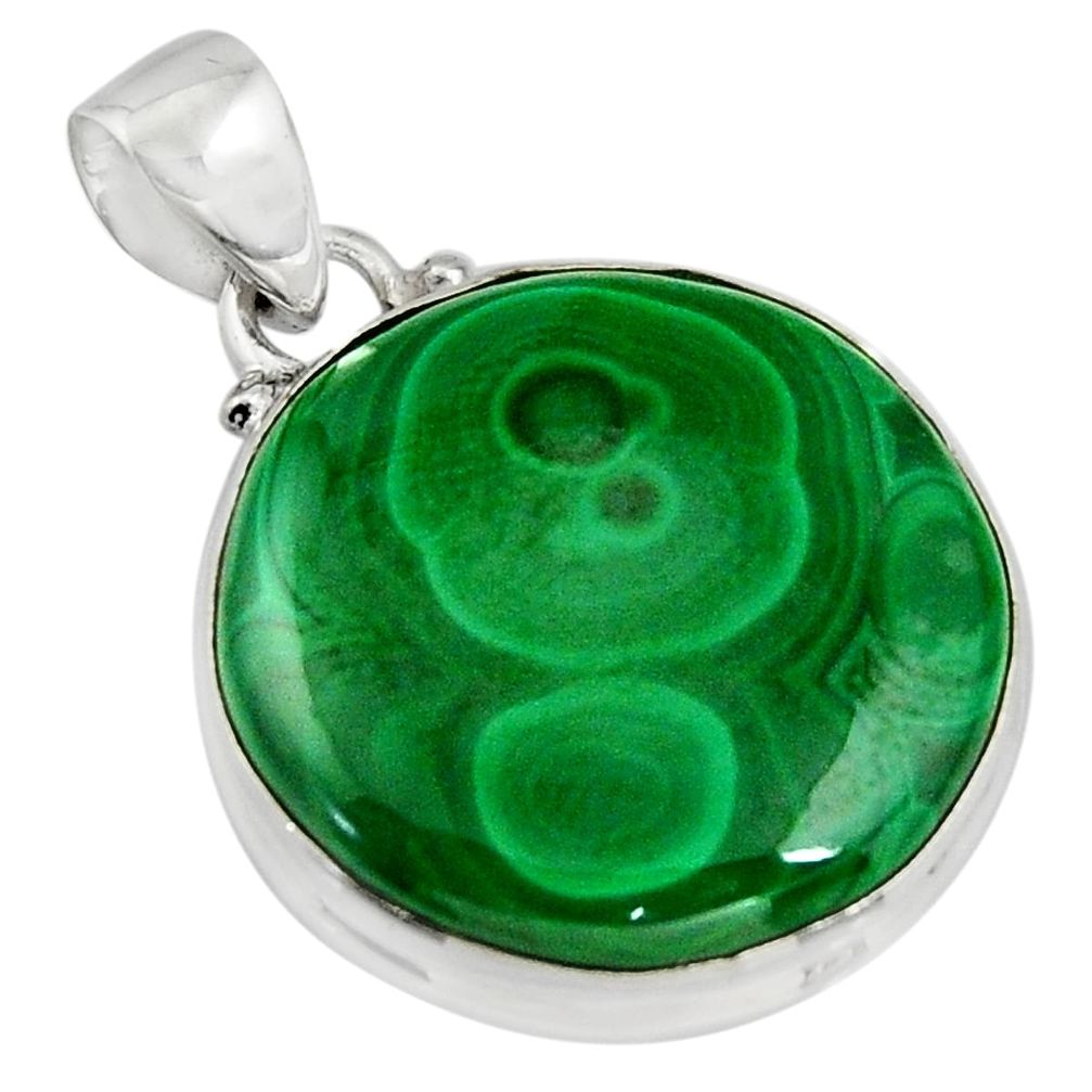 25.93cts natural green malachite (pilot's stone) 925 silver pendant r13550