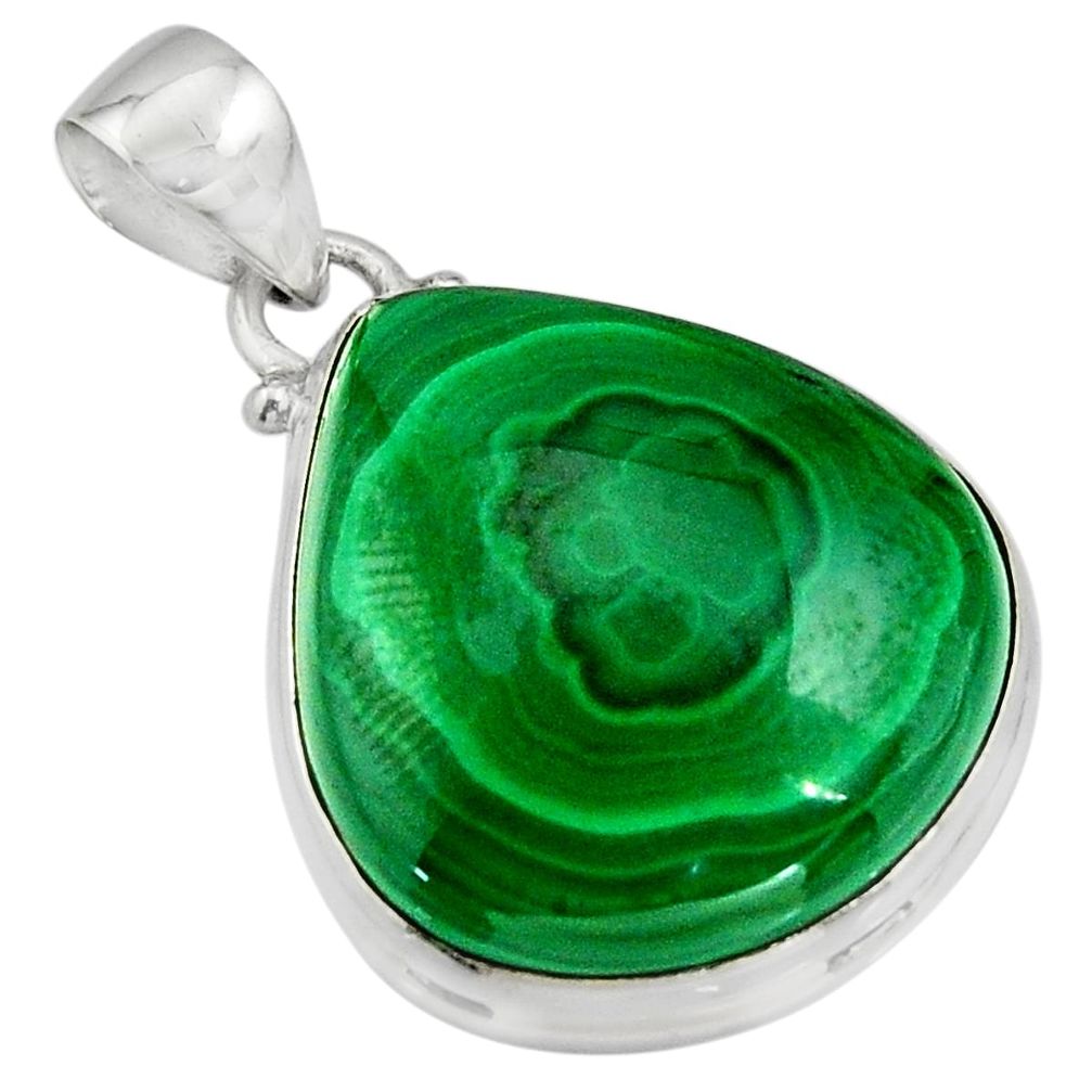 32.14cts natural green malachite (pilot's stone) 925 silver pendant r13551