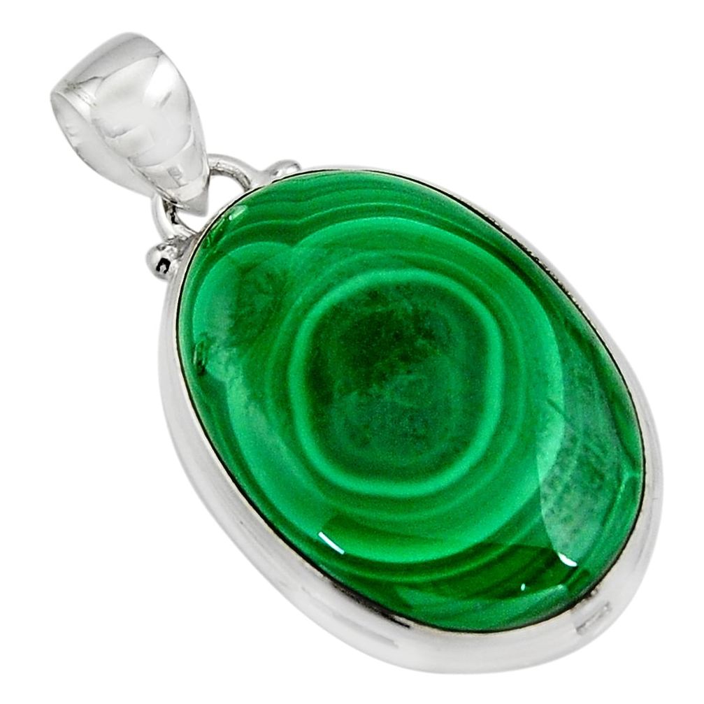 925 silver 28.73cts natural green malachite (pilot's stone) oval pendant r13552