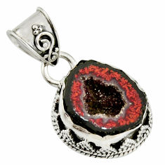 Clearance Sale- 7.89cts natural brown geode druzy 925 sterling silver pendant jewelry r13581