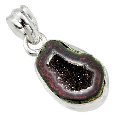 Clearance Sale- 9.96cts natural brown geode druzy 925 sterling silver pendant jewelry r13602