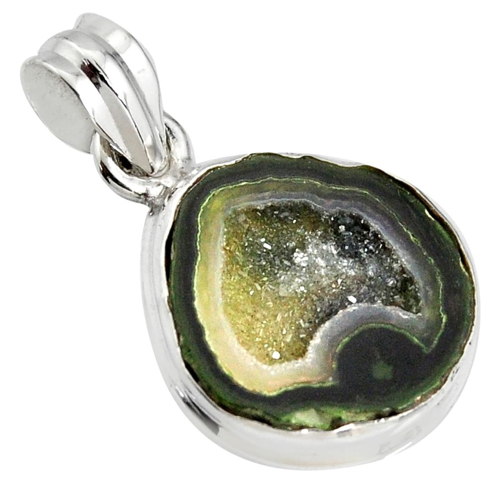 925 sterling silver 10.75cts natural brown geode druzy fancy pendant r13604