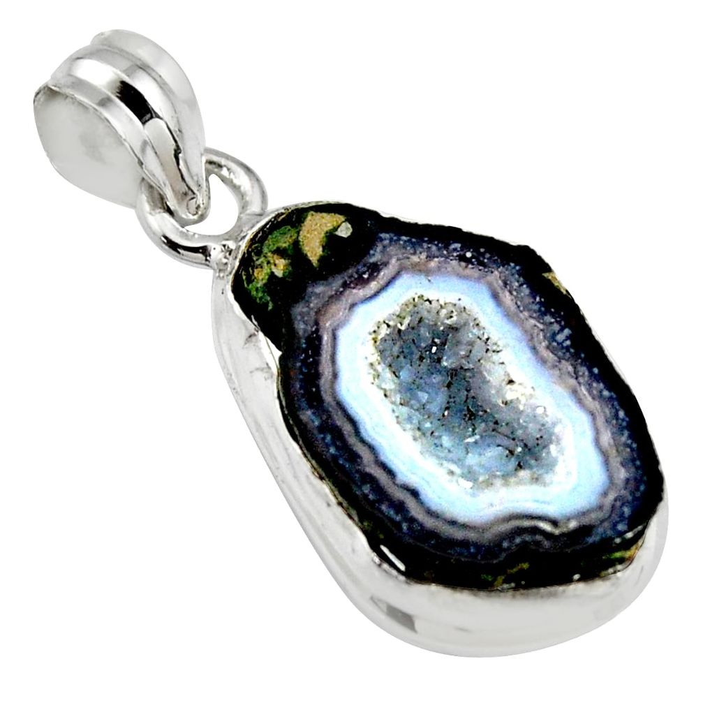 925 sterling silver 13.15cts natural brown geode druzy pendant jewelry r13607