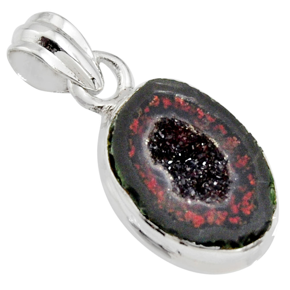 925 sterling silver 9.34cts natural brown geode druzy fancy pendant r13618
