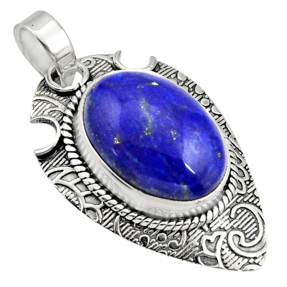 13.09cts natural blue lapis lazuli 925 sterling silver pendant jewelry r13630