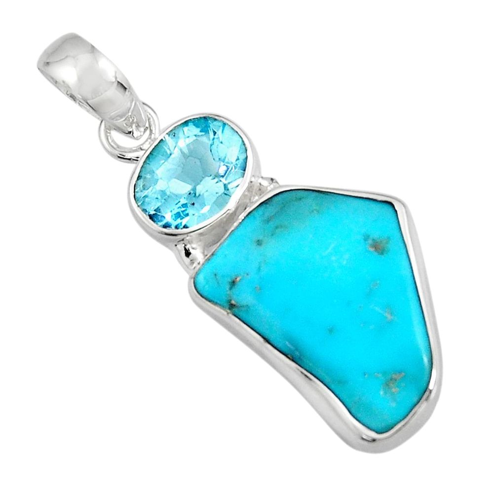 11.69cts green sleeping beauty turquoise topaz 925 silver pendant r14302