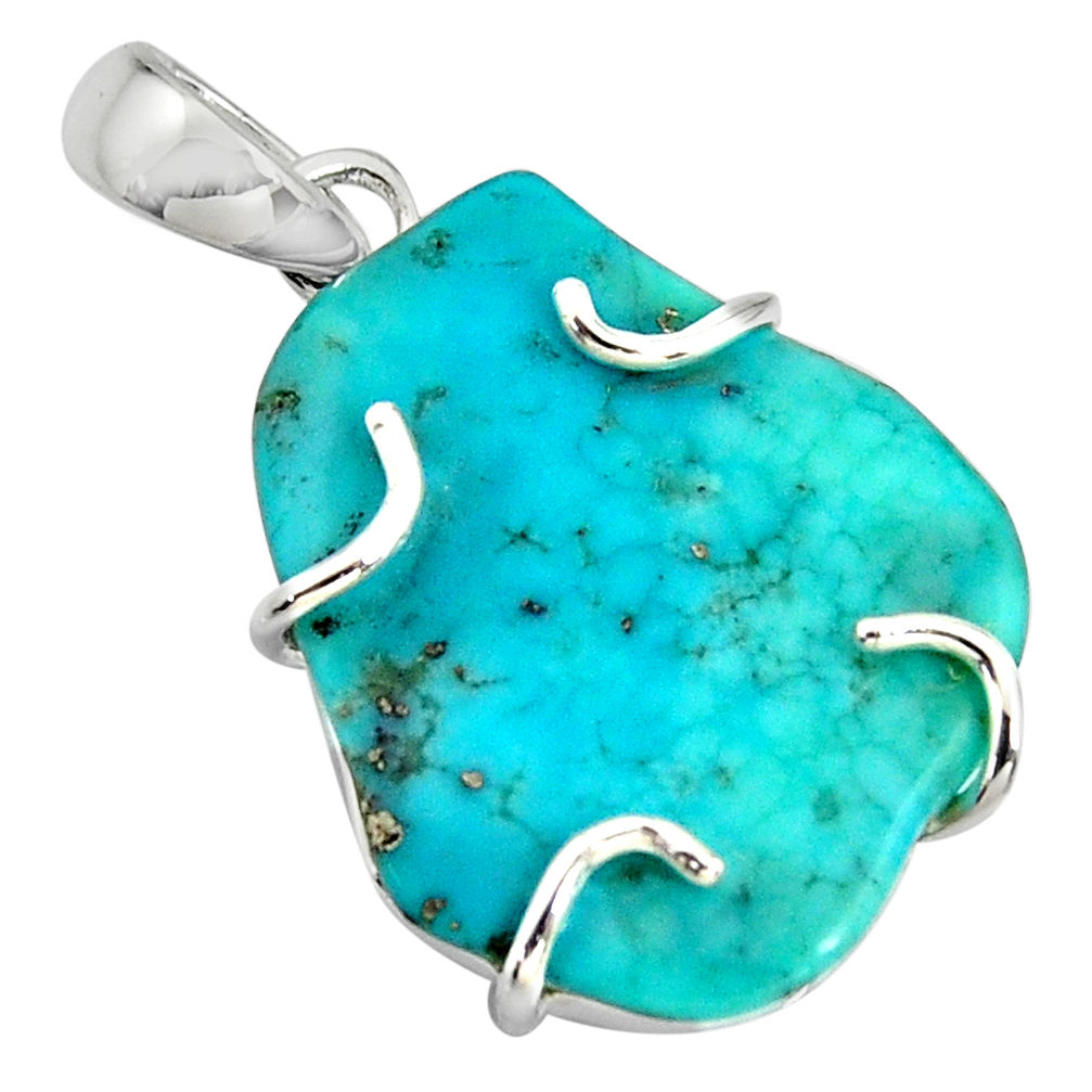 17.53cts blue sleeping beauty turquoise 925 sterling silver pendant r14349
