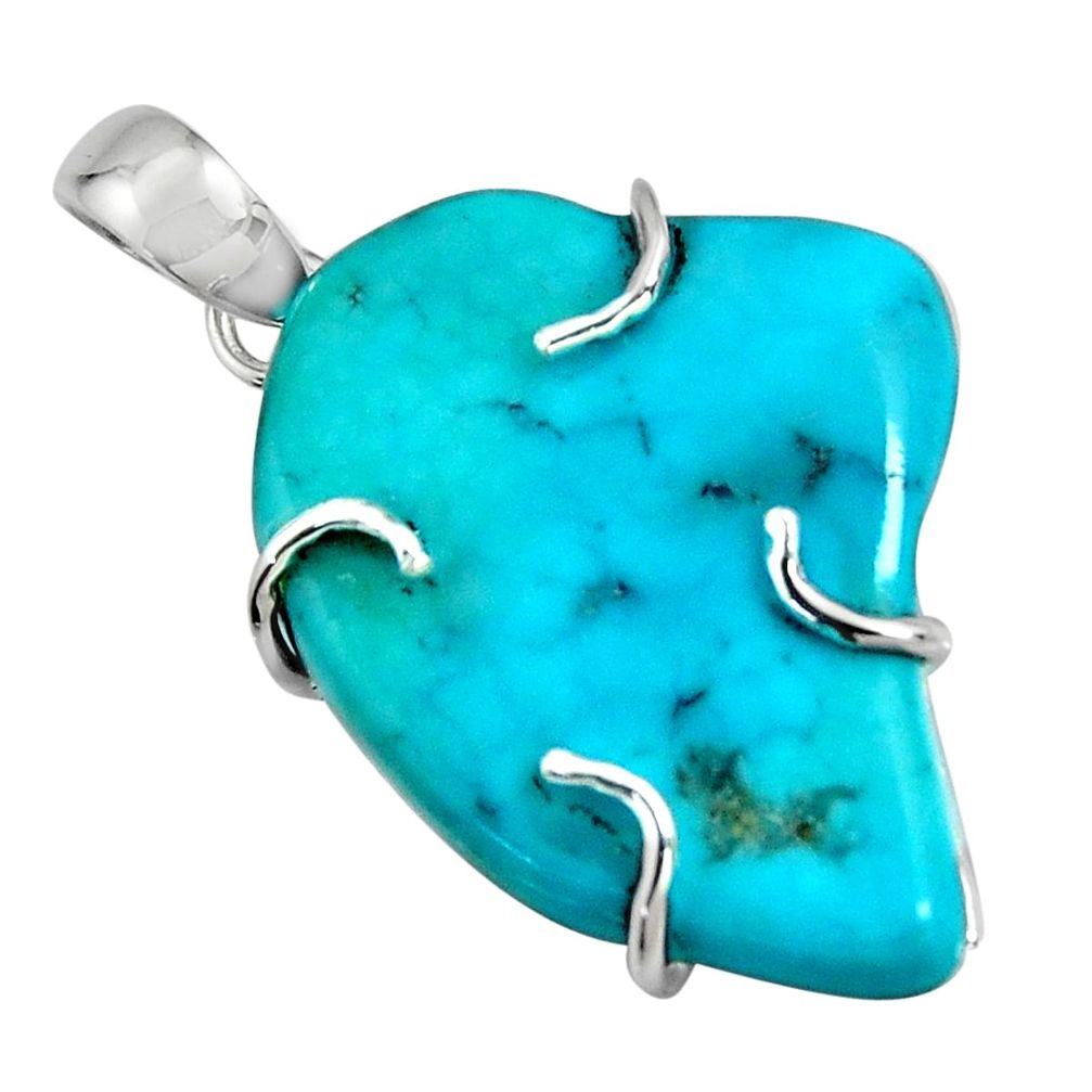 23.13cts blue sleeping beauty turquoise 925 sterling silver pendant r14353