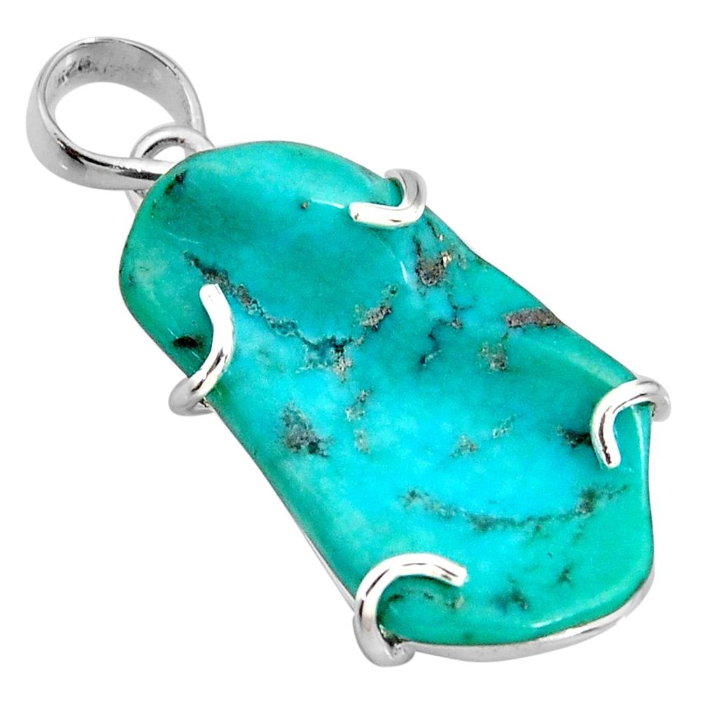 16.44cts blue sleeping beauty turquoise 925 sterling silver pendant r14354