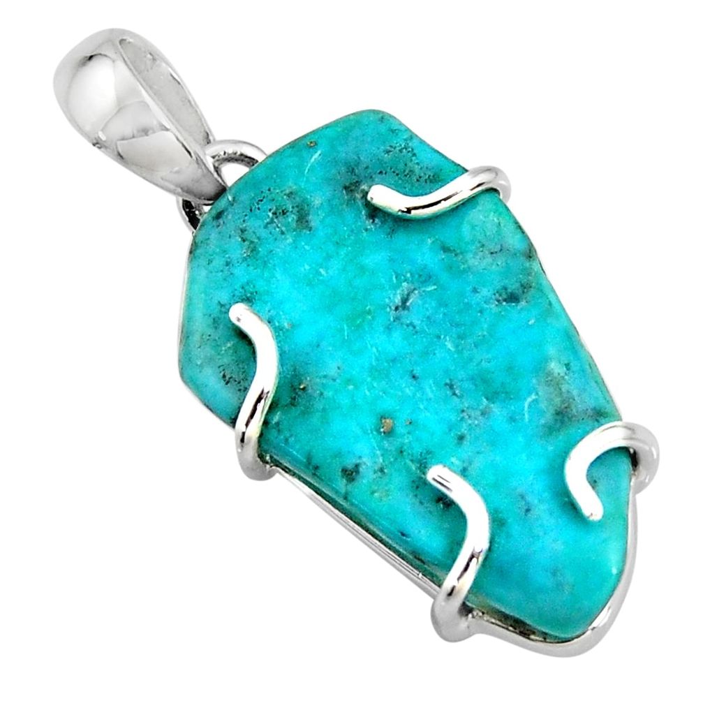 14.73cts blue sleeping beauty turquoise 925 sterling silver pendant r14373