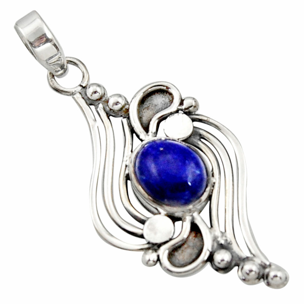 4.21cts natural blue lapis lazuli 925 sterling silver pendant jewelry r14481