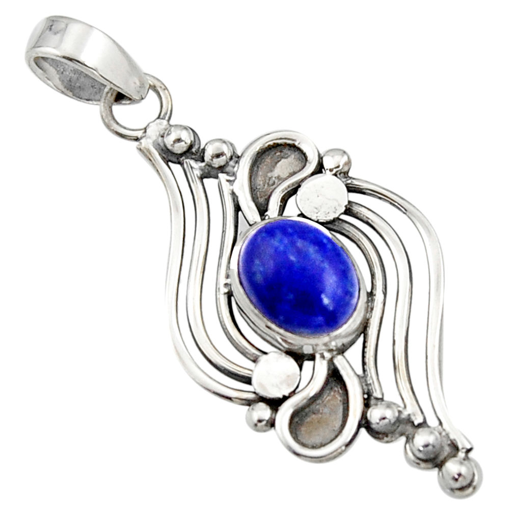 4.21cts natural blue lapis lazuli 925 sterling silver pendant jewelry r14482