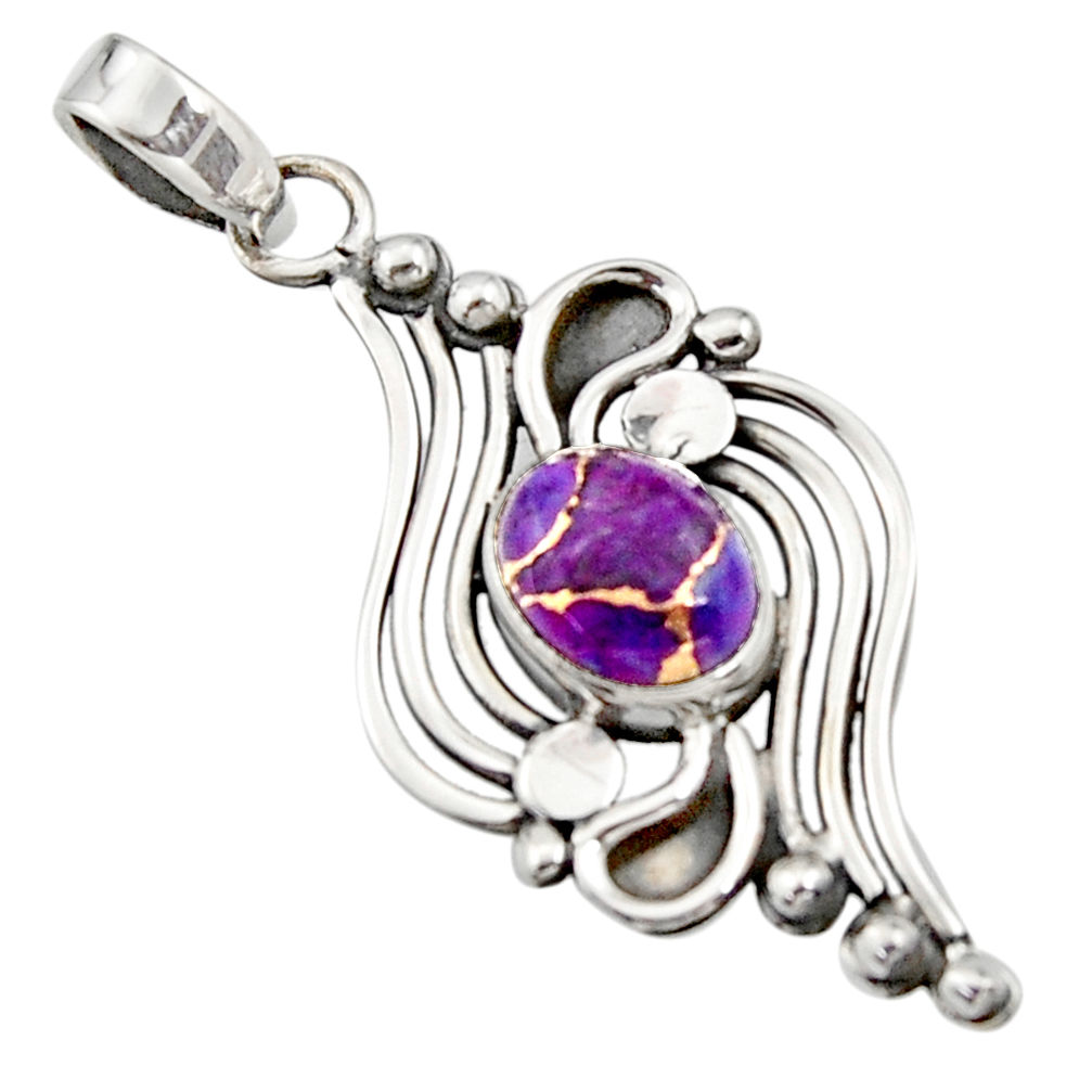 3.52cts purple copper turquoise 925 sterling silver pendant jewelry r14486