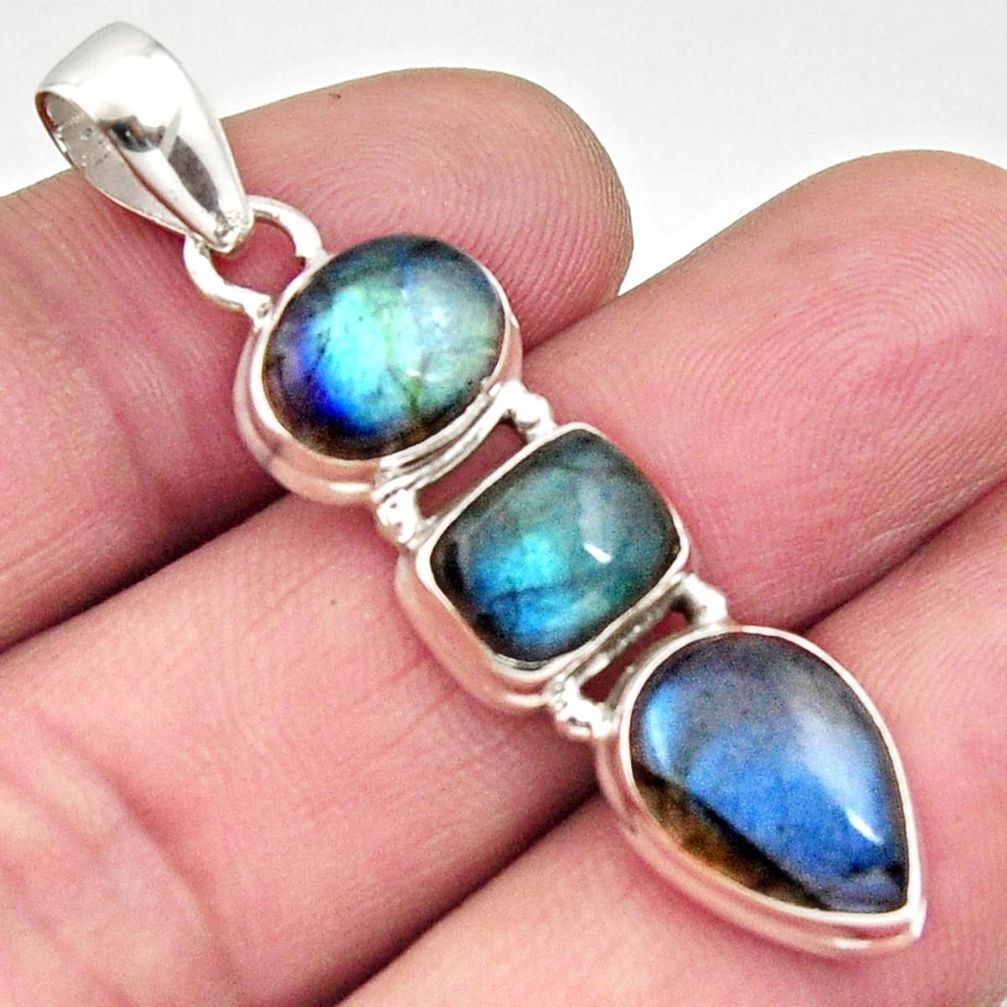 12.06cts natural blue labradorite 925 sterling silver pendant jewelry r14494