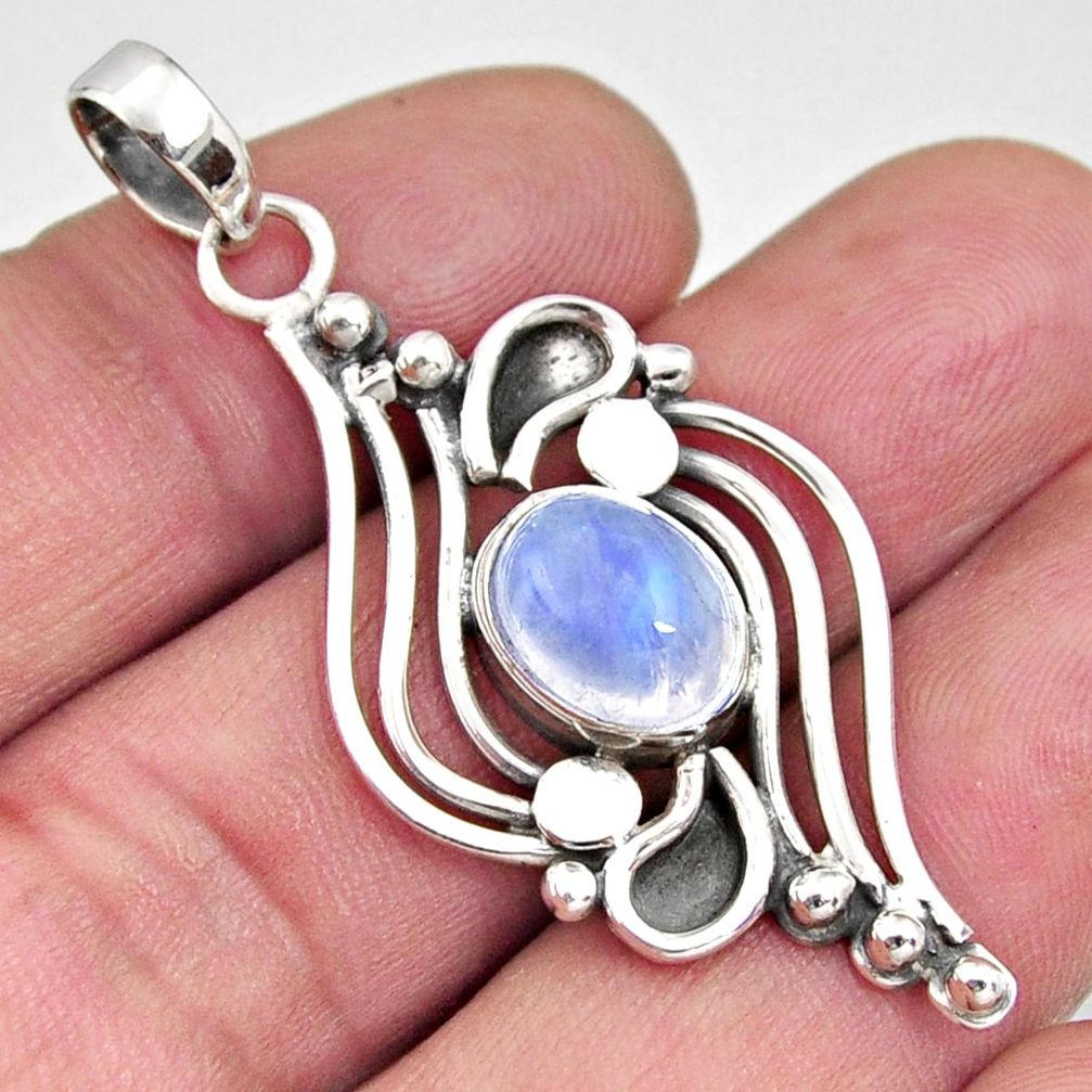 925 sterling silver 4.21cts natural rainbow moonstone pendant jewelry r14496