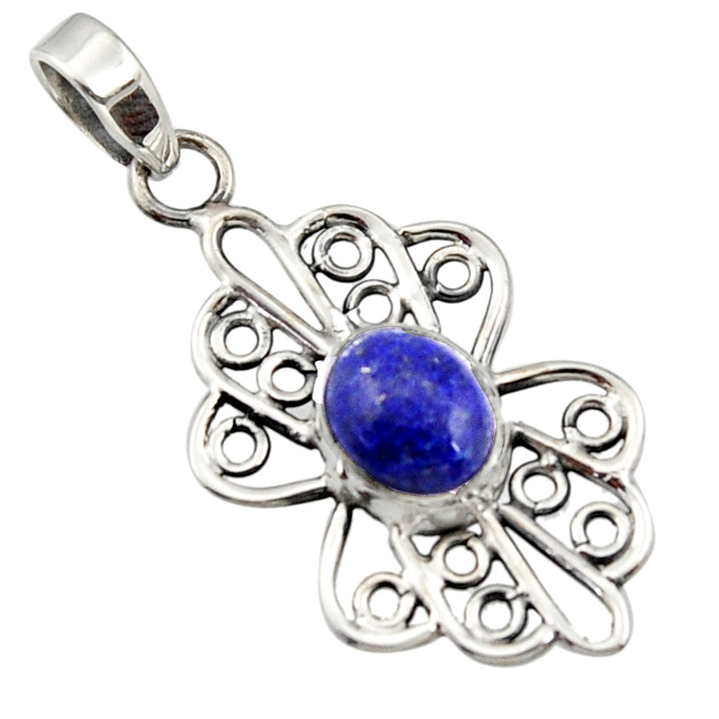 4.10cts natural blue lapis lazuli 925 sterling silver pendant jewelry r14502