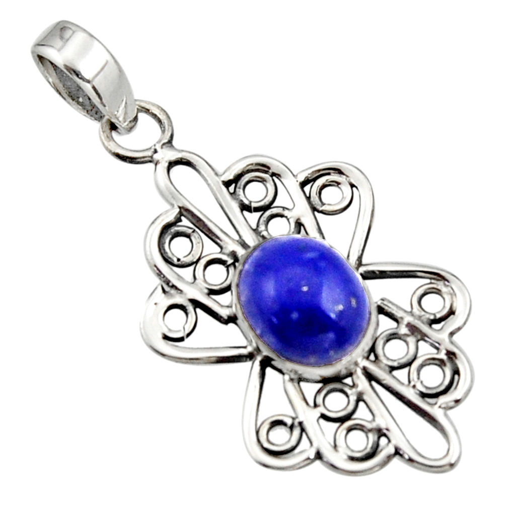 4.52cts natural blue lapis lazuli 925 sterling silver pendant jewelry r14503
