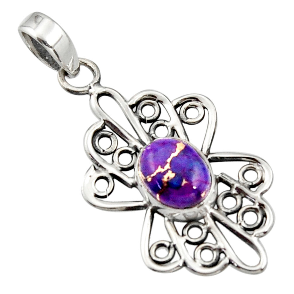 3.48cts purple copper turquoise 925 sterling silver pendant jewelry r14513