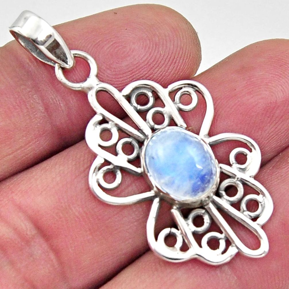 4.06cts natural rainbow moonstone 925 sterling silver pendant jewelry r14517