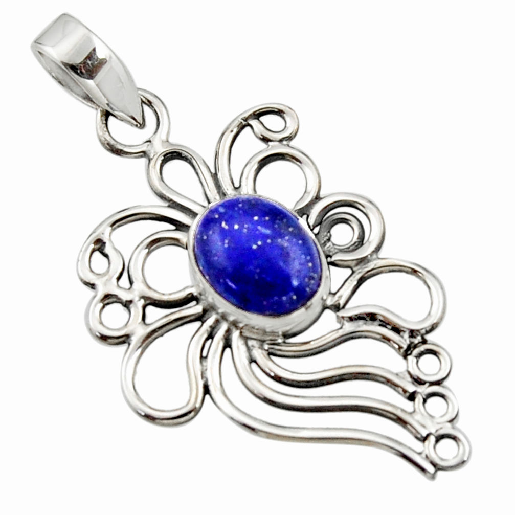 4.30cts natural blue lapis lazuli 925 sterling silver pendant jewelry r14521