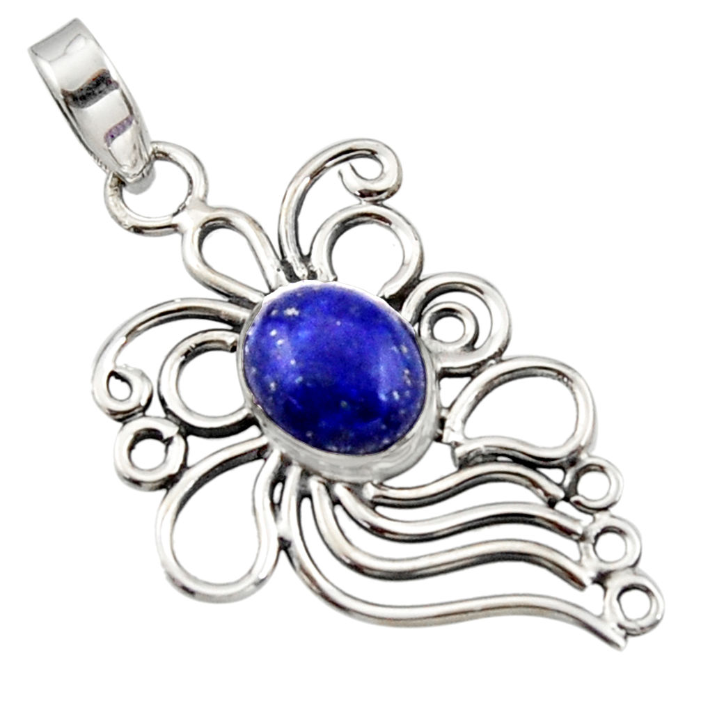 4.21cts natural blue lapis lazuli 925 sterling silver pendant jewelry r14523