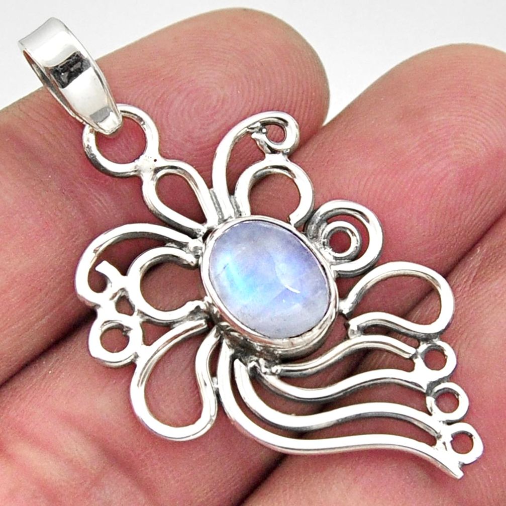 925 sterling silver 4.53cts natural rainbow moonstone pendant jewelry r14537