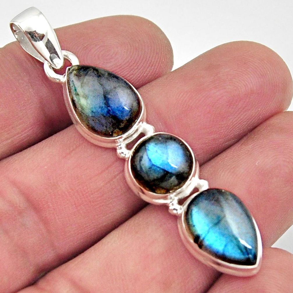 925 sterling silver 13.71cts natural blue labradorite pendant jewelry r14540