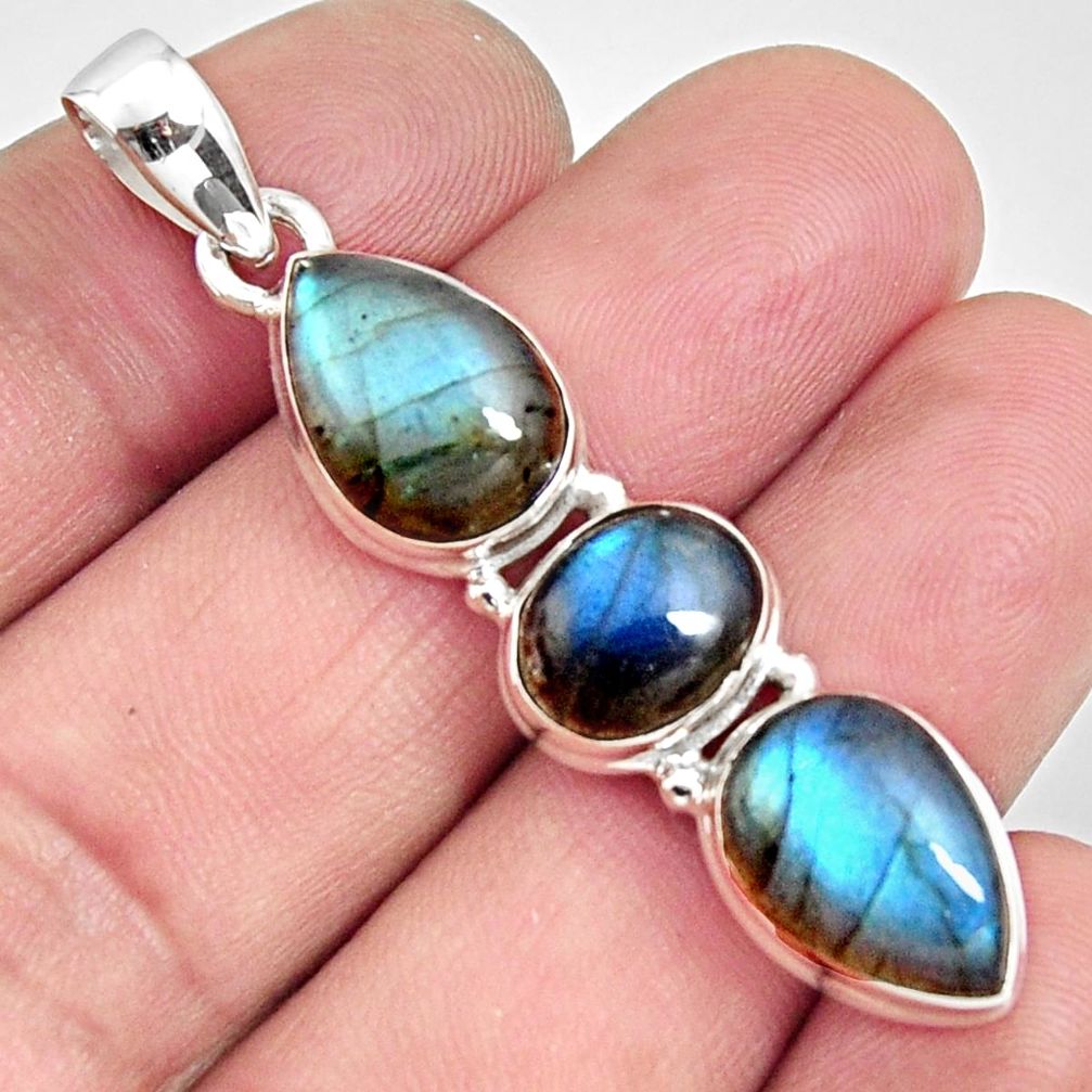 925 sterling silver 13.69cts natural blue labradorite pendant jewelry r14584