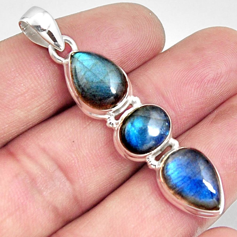 13.26cts natural blue labradorite pear 925 sterling silver pendant r14587