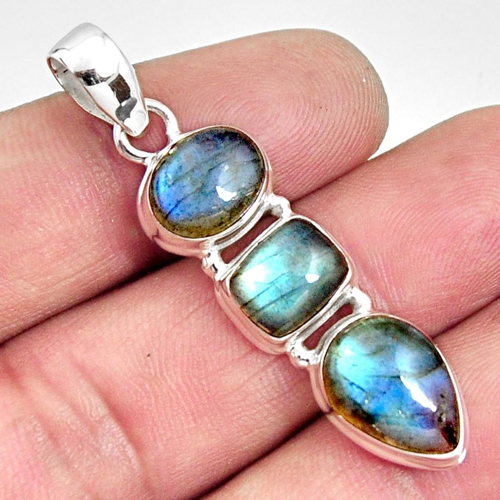 12.07cts natural blue labradorite 925 sterling silver pendant jewelry r14599