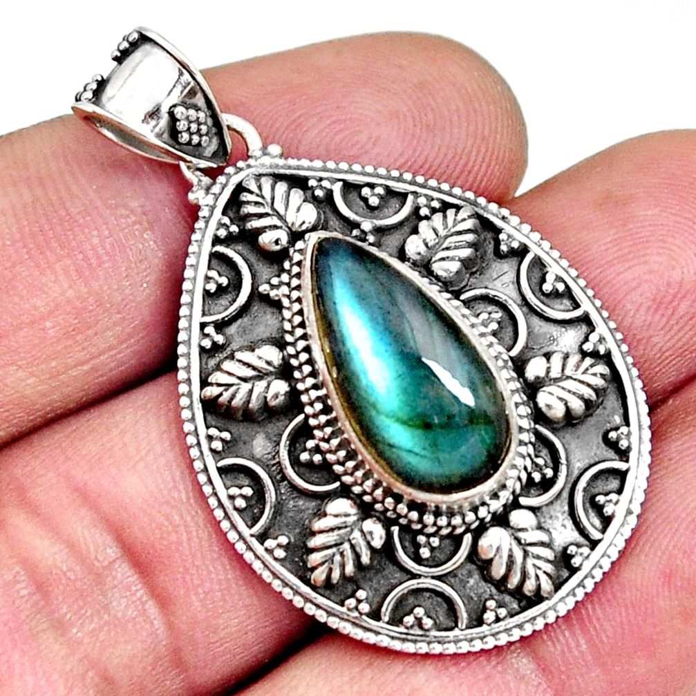 5.98cts natural blue labradorite 925 sterling silver pendant jewelry r14688