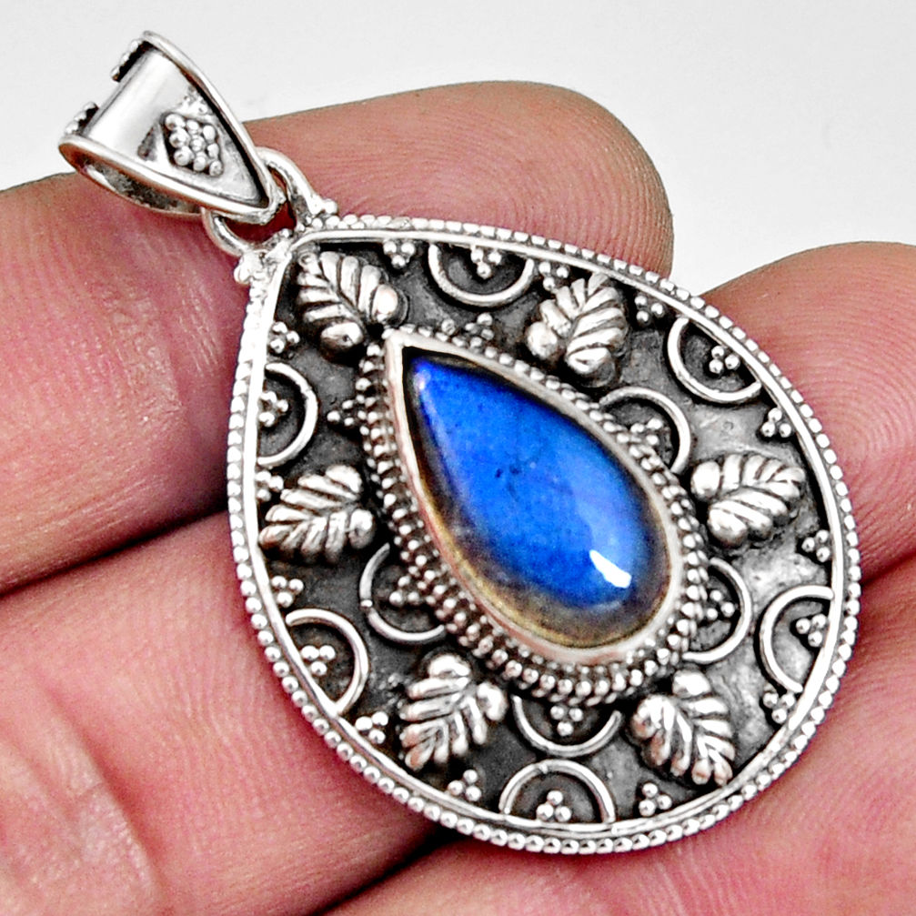 5.81cts natural blue labradorite 925 sterling silver pendant jewelry r14689