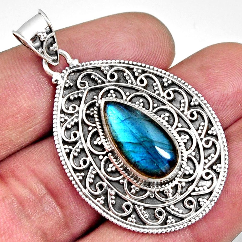 6.59cts natural blue labradorite 925 sterling silver pendant jewelry r14695