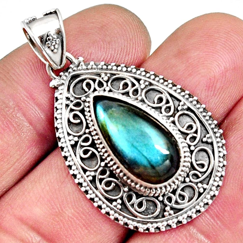 6.76cts natural blue labradorite 925 sterling silver pendant jewelry r14702