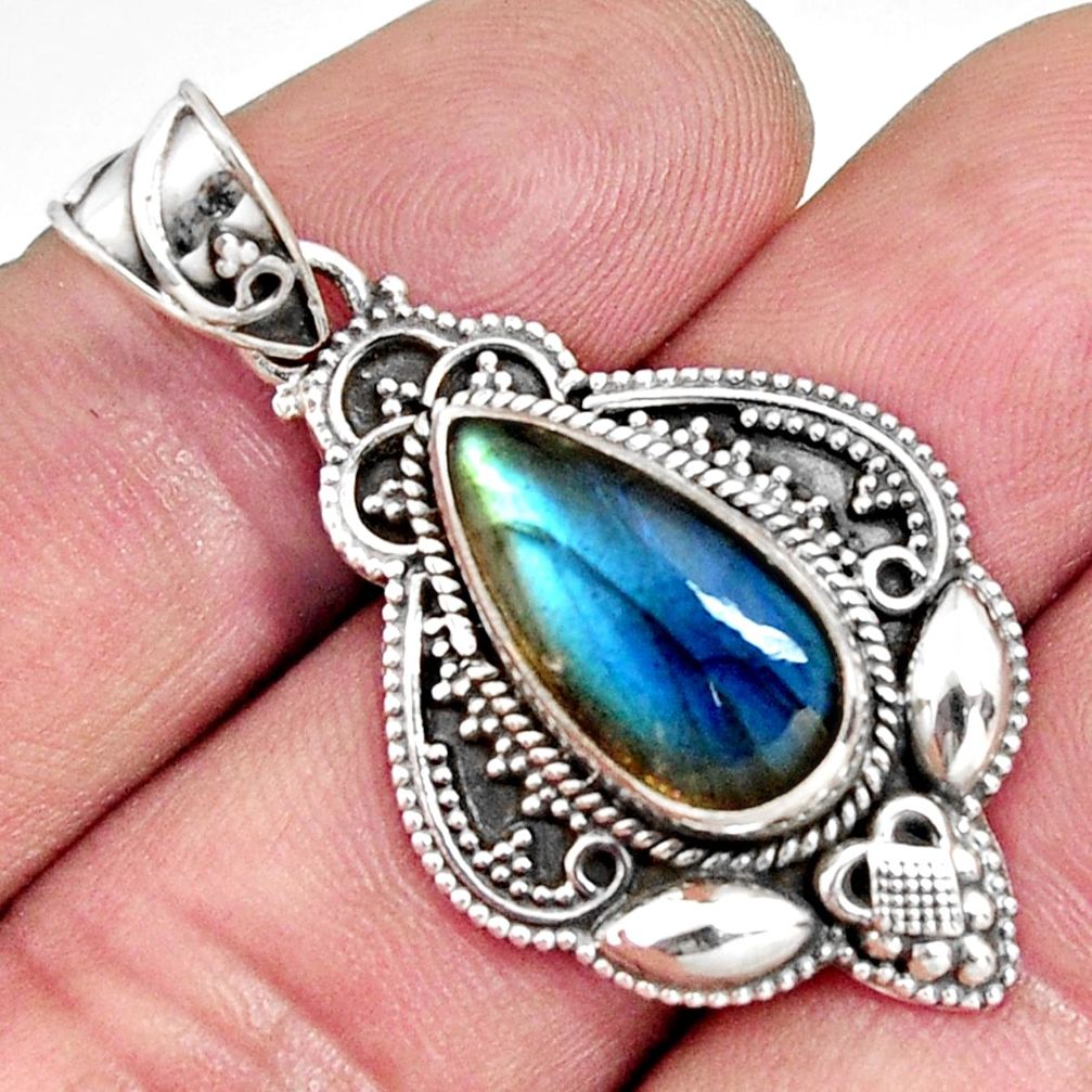 6.22cts natural blue labradorite 925 sterling silver pendant jewelry r14706