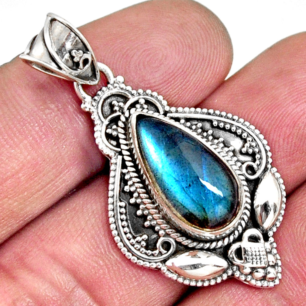 6.26cts natural blue labradorite 925 sterling silver pendant jewelry r14715