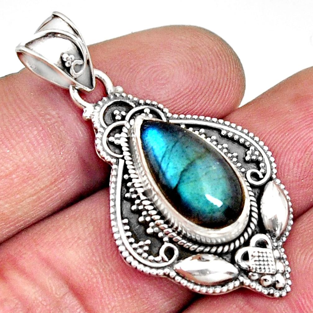 6.25cts natural blue labradorite 925 sterling silver pendant jewelry r14720