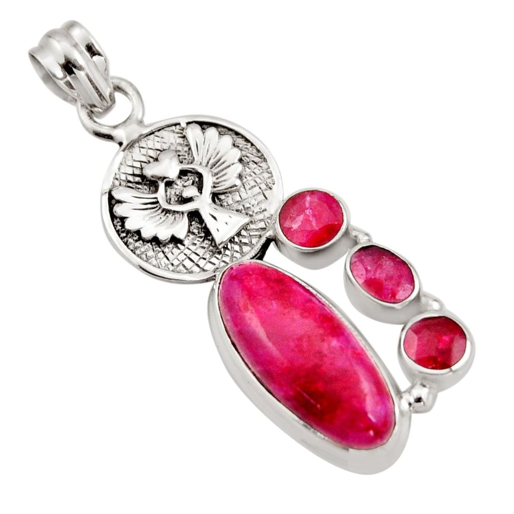 925 sterling silver 11.83cts natural red ruby eagle charm pendant r15240