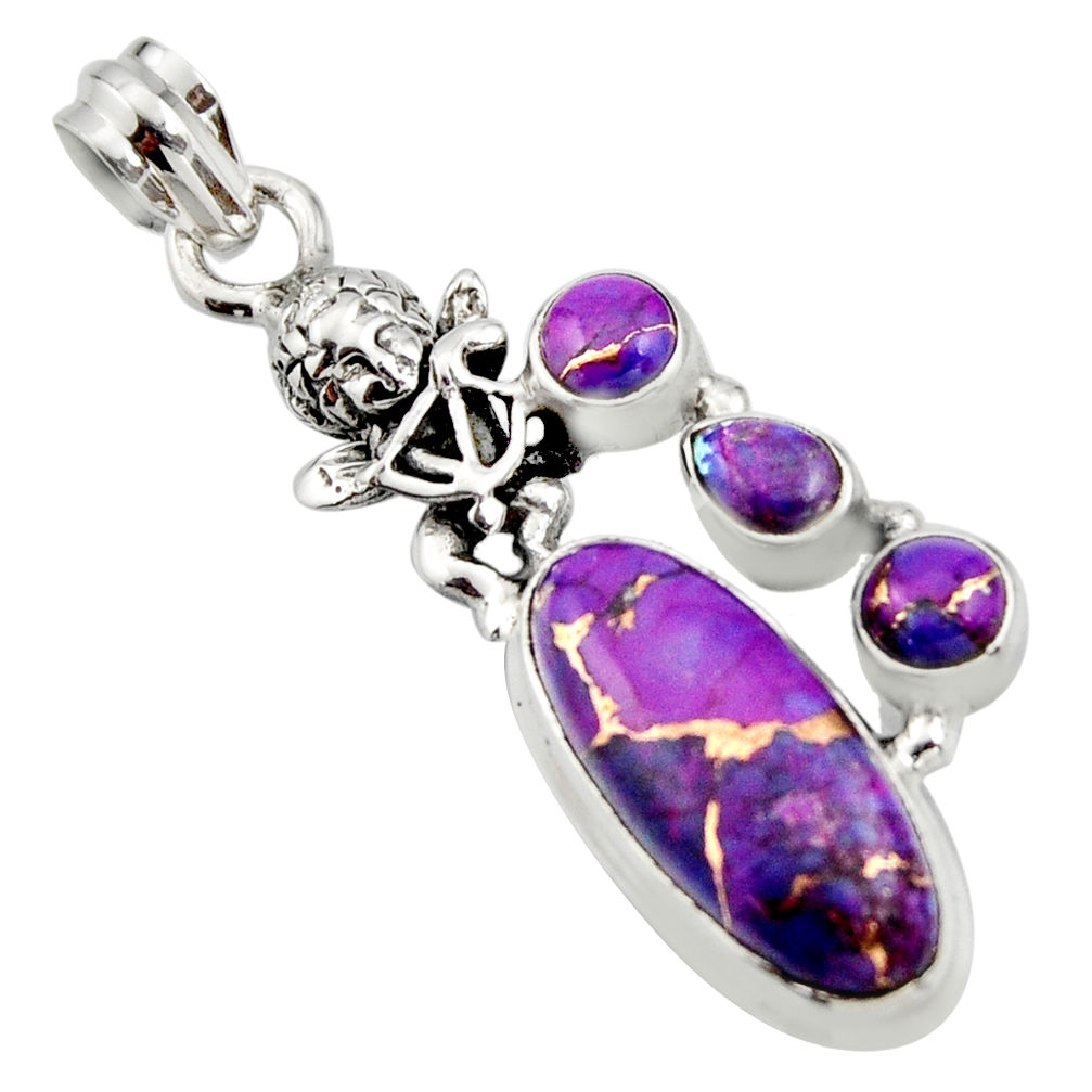 8.96cts purple copper turquoise 925 sterling silver angel pendant jewelry r15252