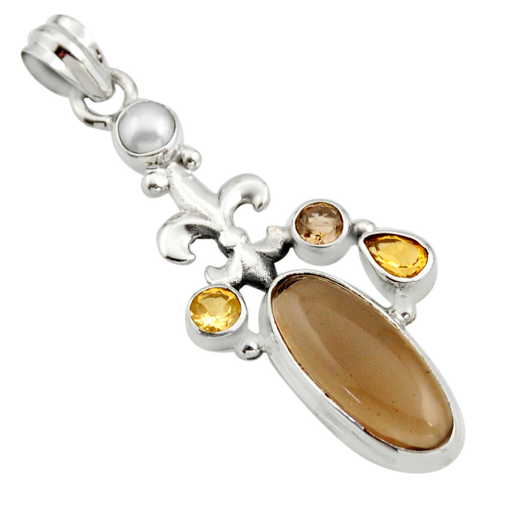 10.33cts brown smoky topaz citrine 925 sterling silver pendant jewelry r15283