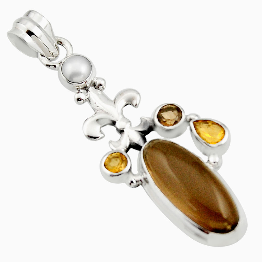 10.89cts brown smoky topaz citrine 925 sterling silver pendant jewelry r15285