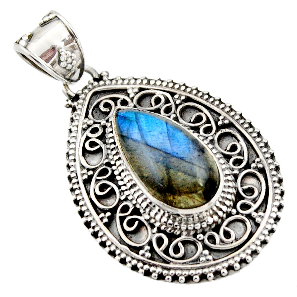 7.58cts natural blue labradorite 925 sterling silver pendant jewelry r15296