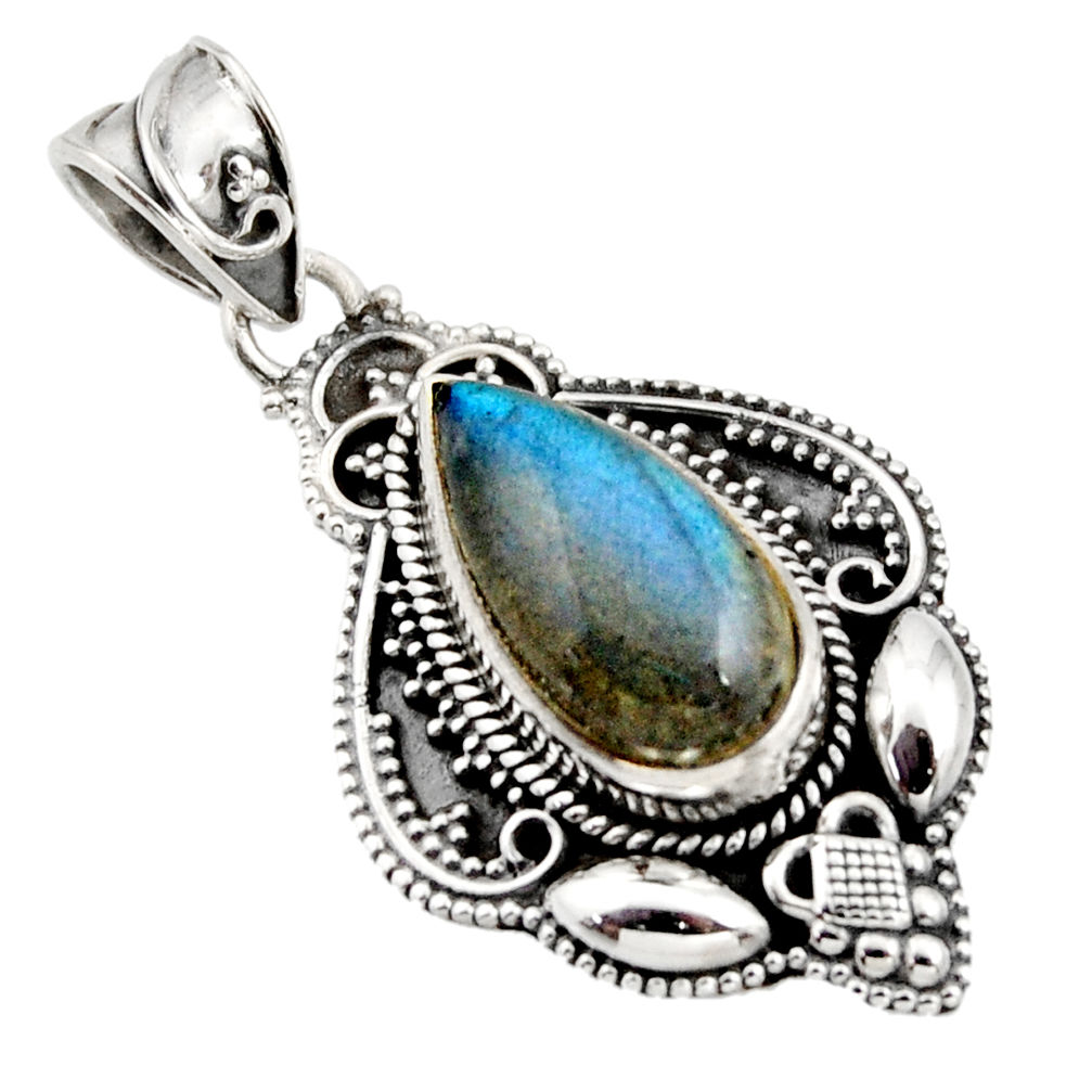6.48cts natural blue labradorite 925 sterling silver pendant jewelry r15298