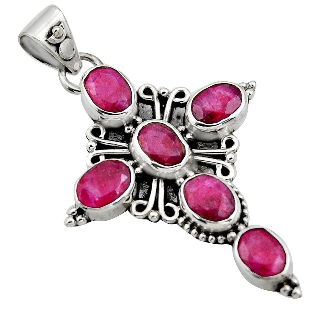 9.47cts natural red ruby 925 sterling silver holy cross pendant jewelry r15321