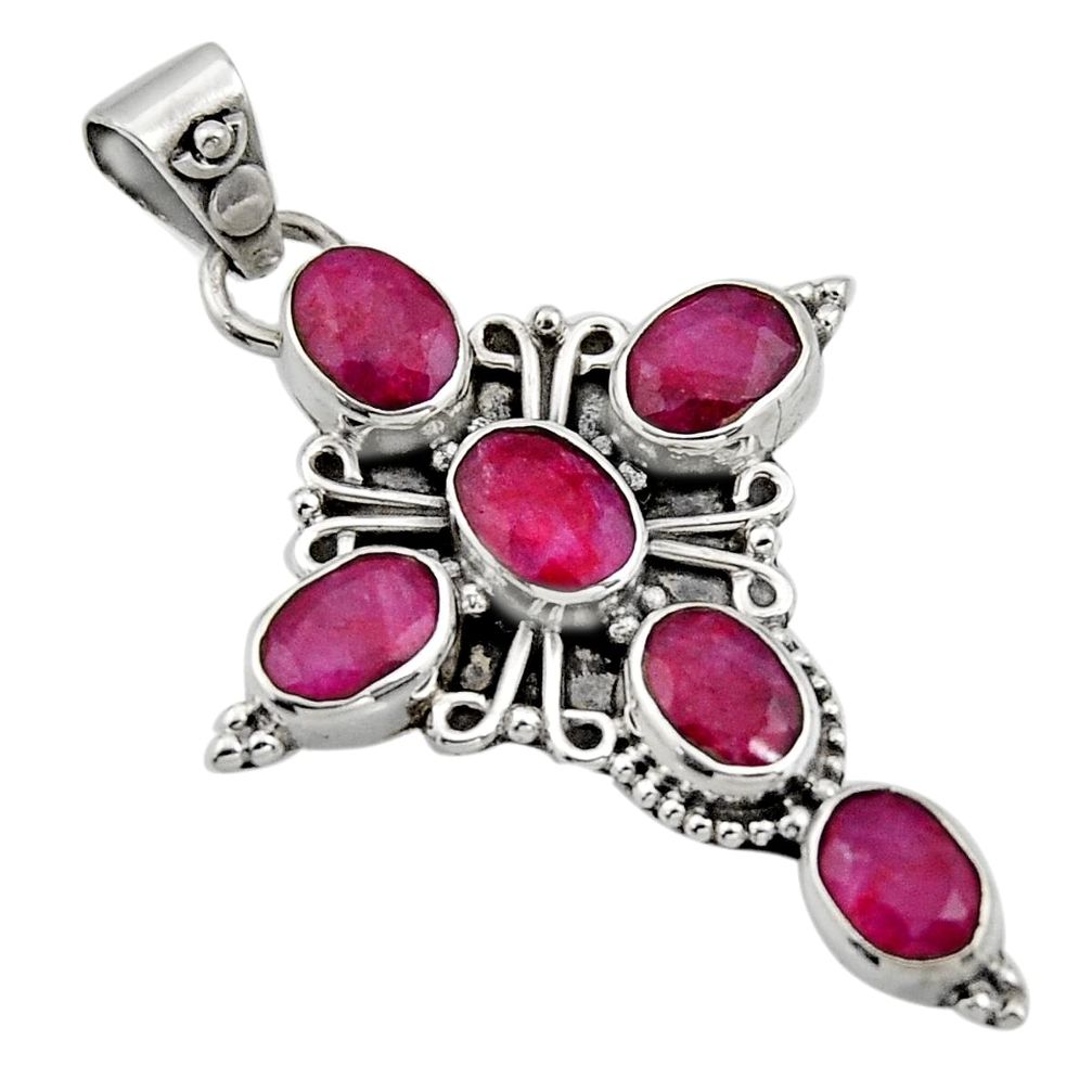 9.04cts natural red ruby 925 sterling silver holy cross pendant jewelry r15322